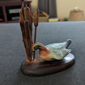 Vintage Ceramic and Wood Mallard Figurine